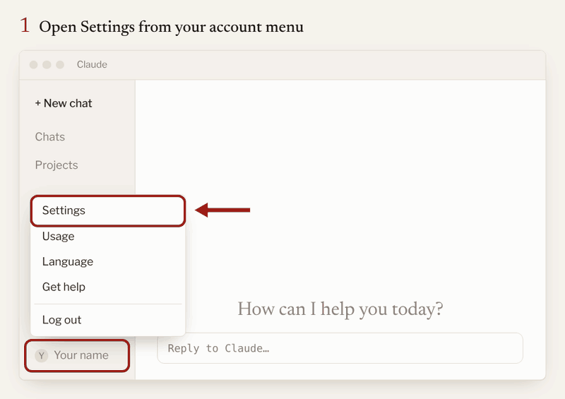 Drawn walkthrough: open Settings, then Plugins, add the causalmap-plugins marketplace, add Rubicon, add a folder to a chat, type /rubicon and a question, agree the question, open the report and click a number; then how to check for updates or remove it